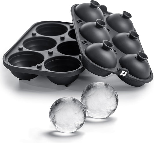 Large Silicone Ice Cube Molds Set: Sphere and Square Combo with Fill Funnel